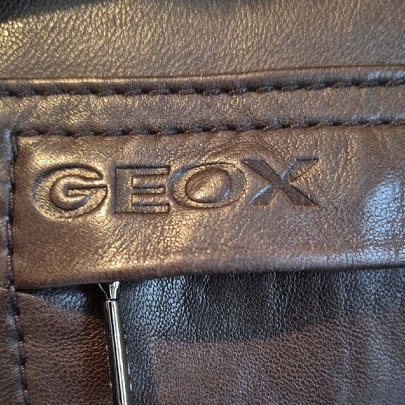 Geox Dark Brown Leather Jacket with  Fur Trim - Picture 2 of 12